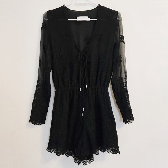 Zimmermann Lucia Silk Embroidered Romper Black S0 b53E - Picture 2 of 10